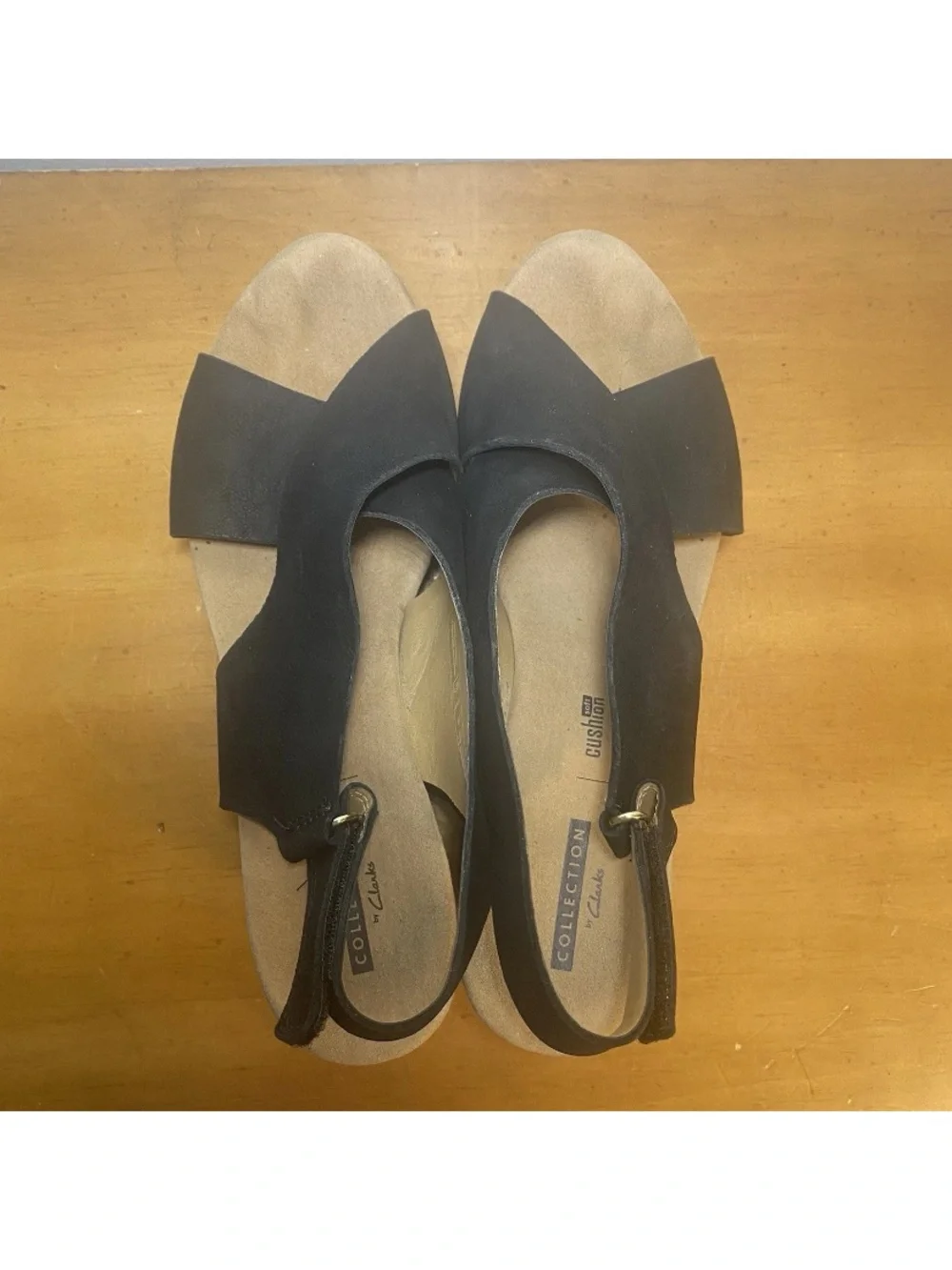 Clarks Women’s Size 9 Annadel Eirwyn Sandals Black Nubuck Wedges Platform Shoes